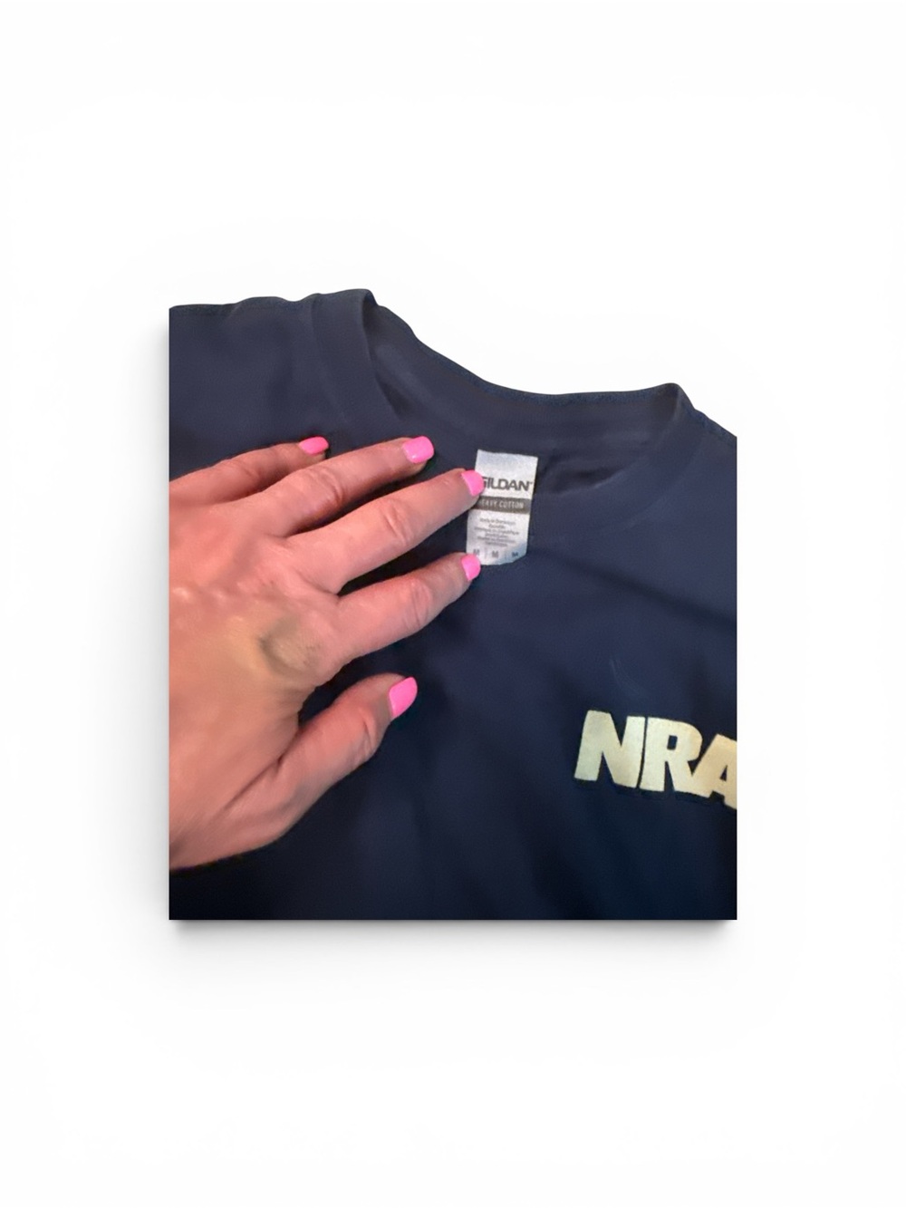 NRA Navy Short Sleeve Tee with Contrasting NRA Chest  Medium Patriotic Flag - Picture 3 of 4